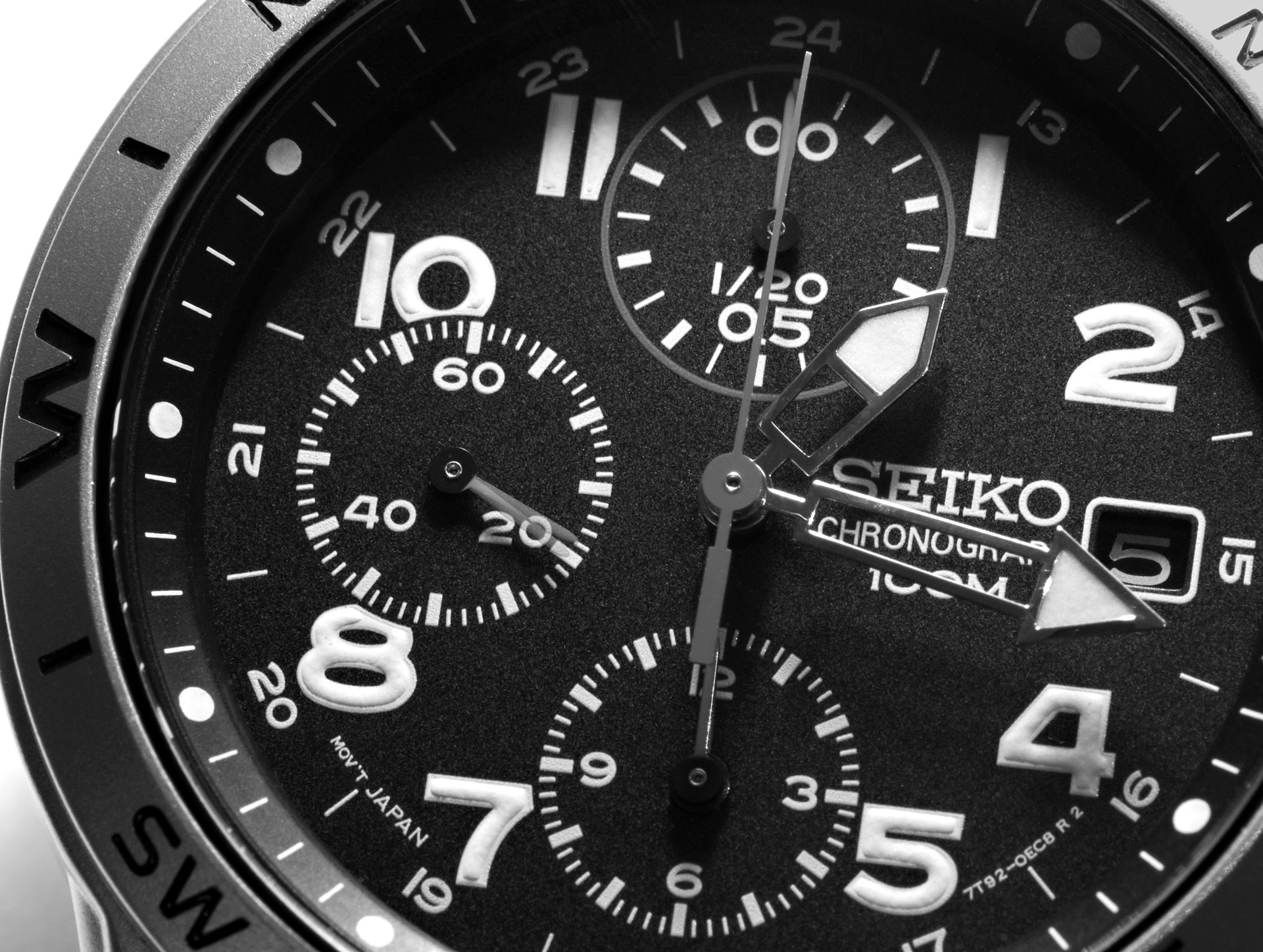 Close-up detail of a luxury watch dial